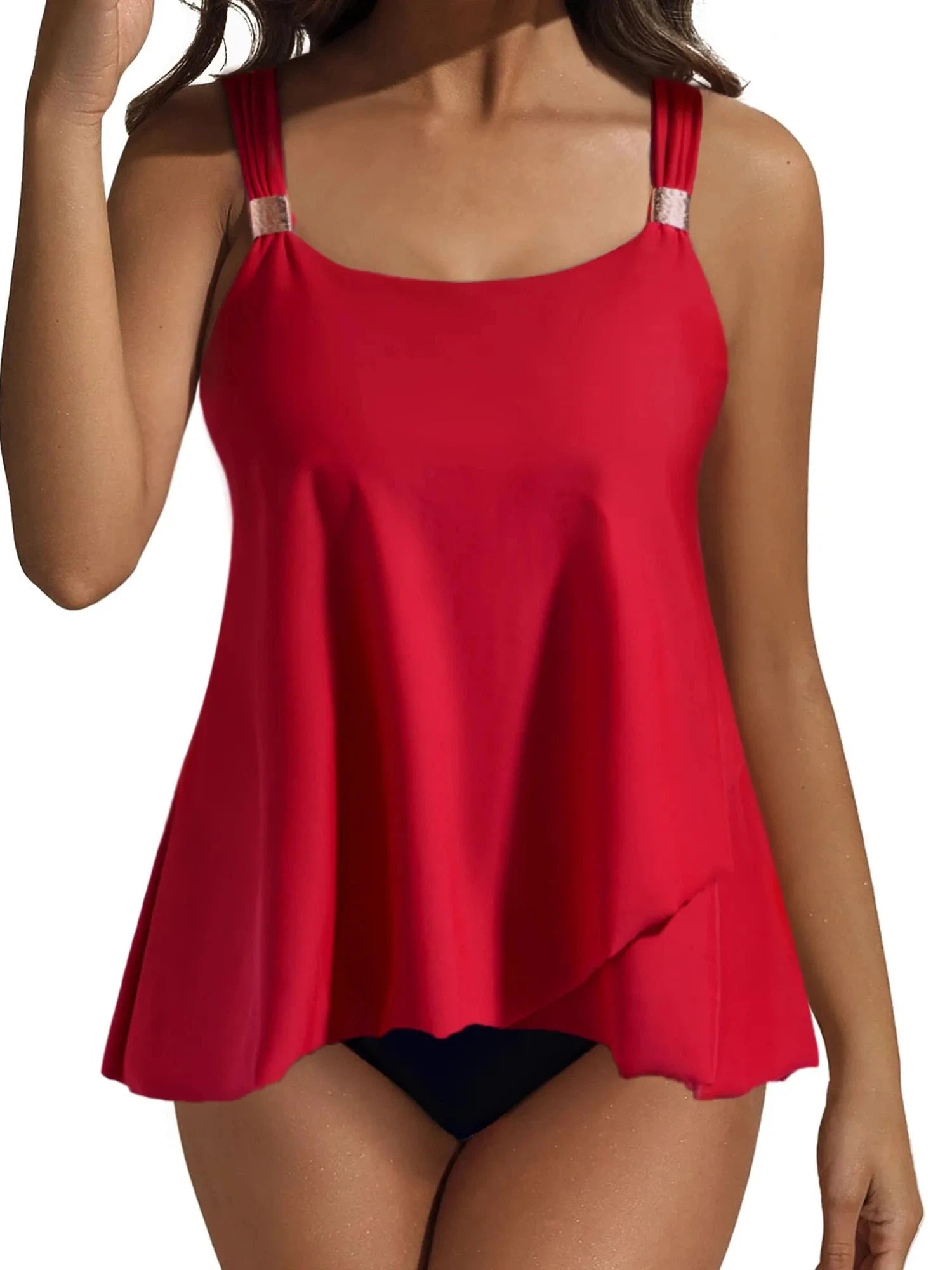SUUKSESS Women Ruffle High Waisted Tankini Swimsuit Tummy Control Bathing Suit-SUUKSESS-SUUKSESS