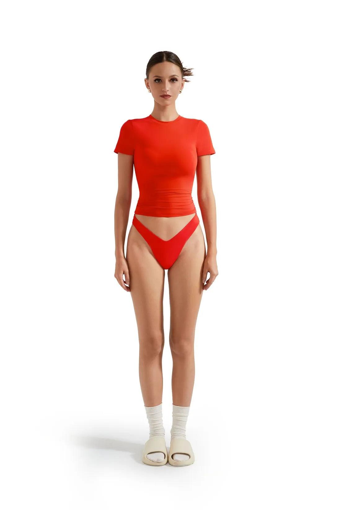 Buttery Soft Crew Neck Shirt - Short Sleeve-Clothing-SUUKSESS-Red-XS-SUUKSESS
