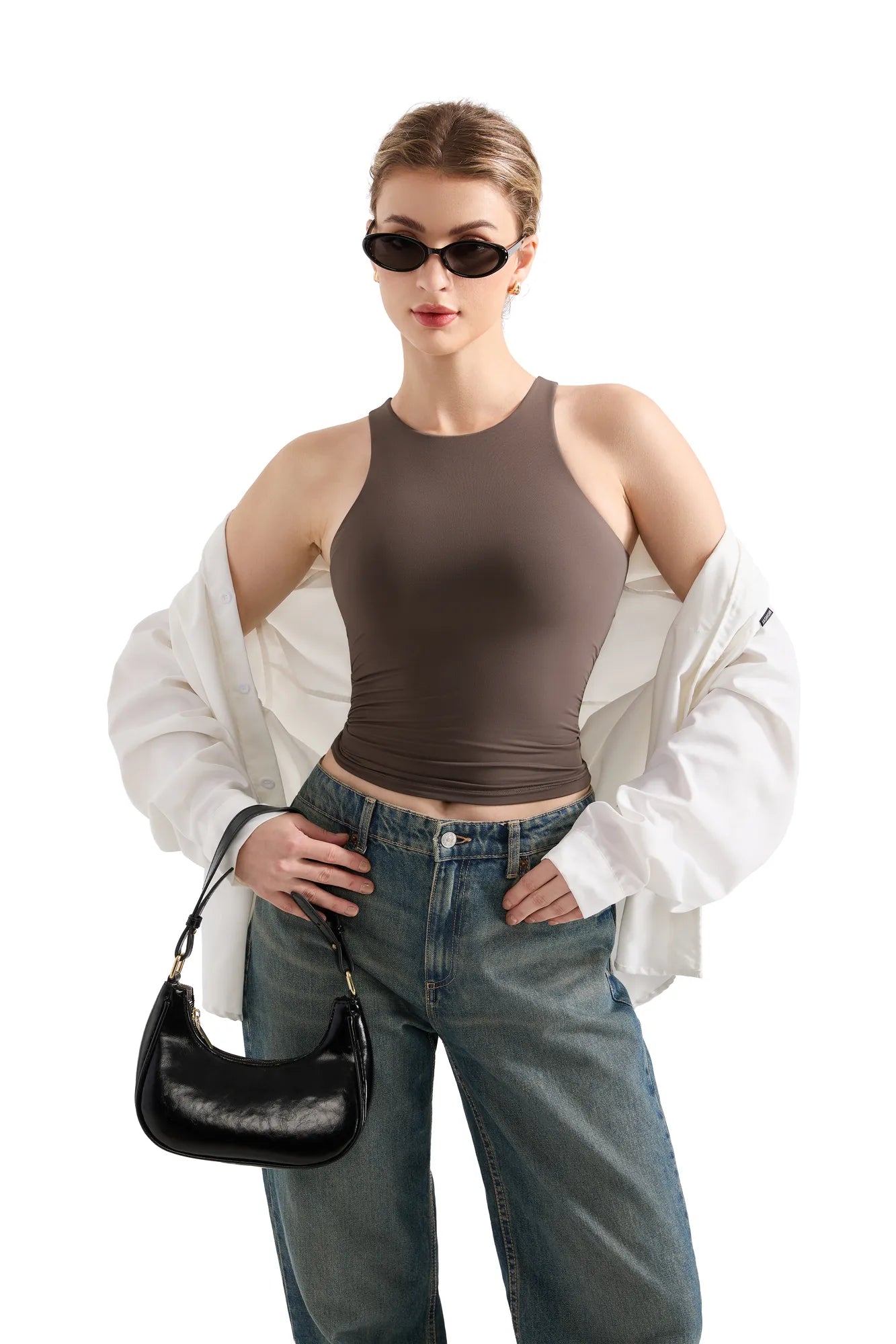 Buttery Soft High Neck Tank Top-Clothing-SUUKSESS-Brown-XS-SUUKSESS