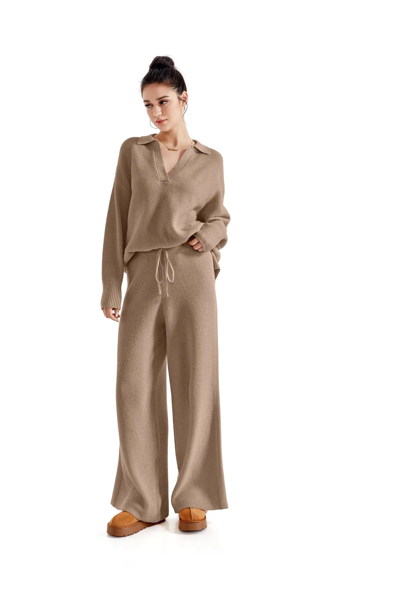 Waffle Knit Sweater Lounge Set-Clothing-SUUKSESS-Terra-XS-SUUKSESS