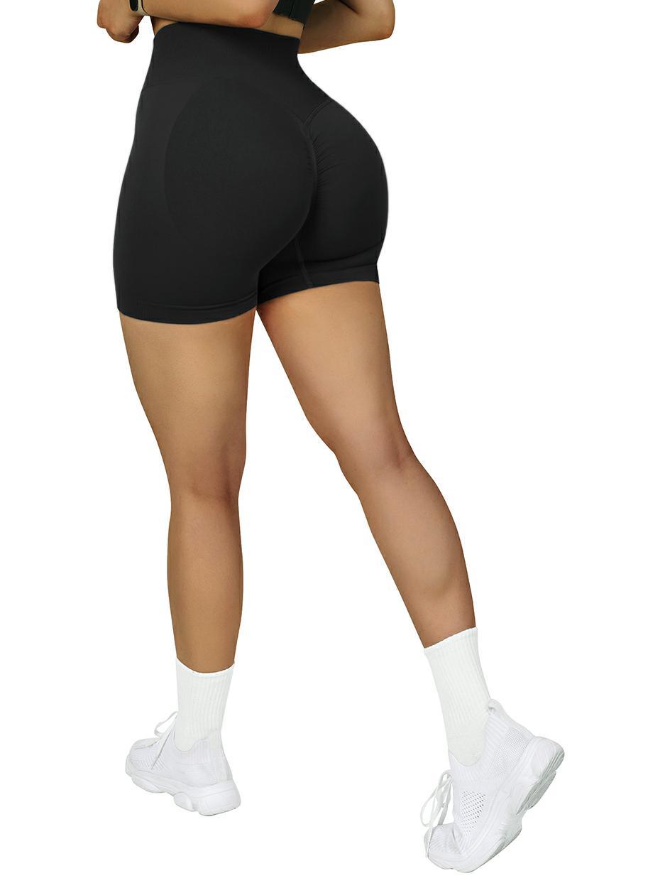 Seamless Scrunch 3'' Shorts-Black-Suuksess Women's Shorts for Running, Sports, Hiking - Lululemon Dupe, Gymshark Dupe, Fabletics Dupe