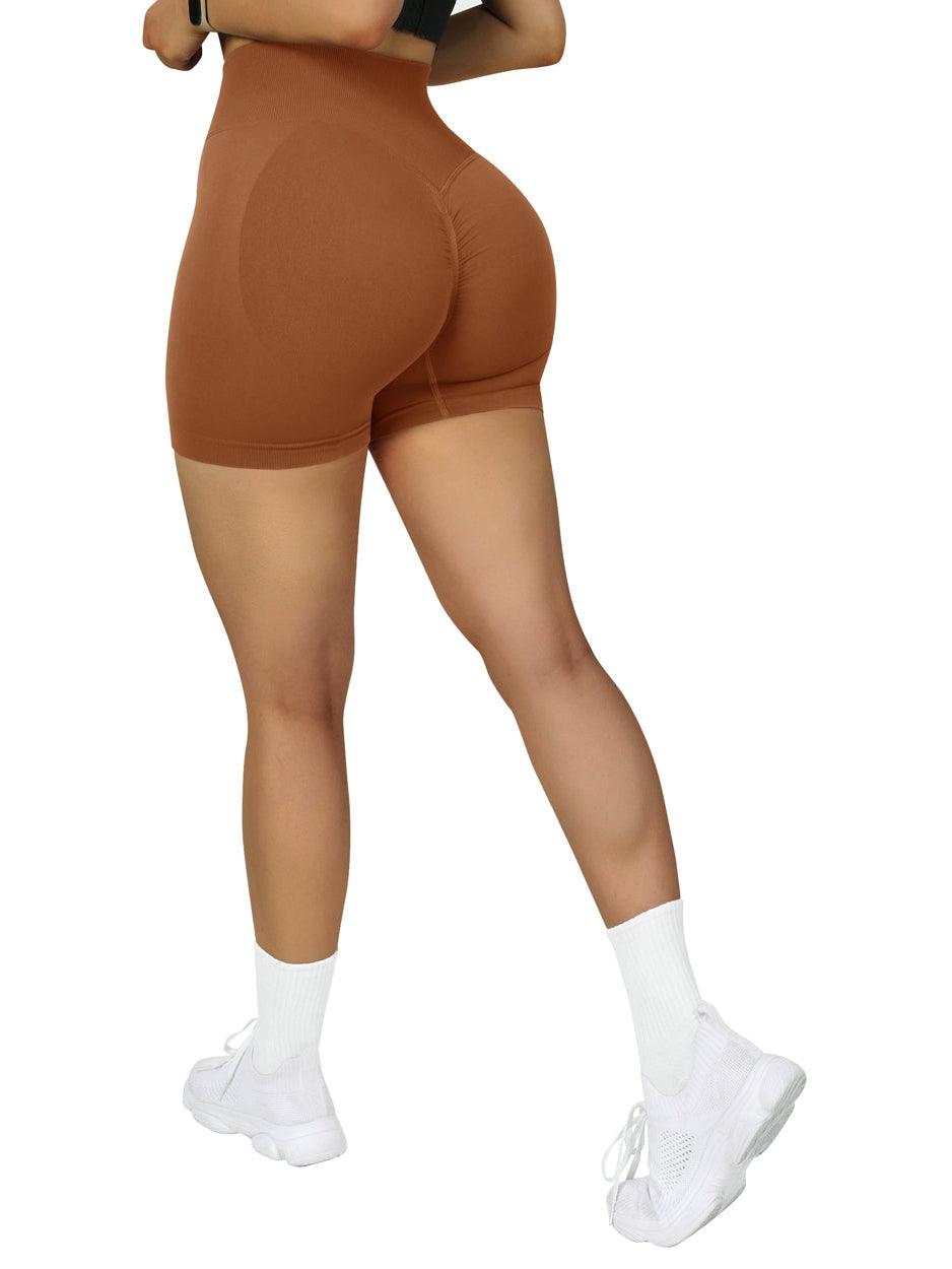 Seamless Scrunch 3'' Shorts-Brown-Suuksess Women's Shorts for Running, Sports, Hiking - Lululemon Dupe, Gymshark Dupe, Fabletics Dupe