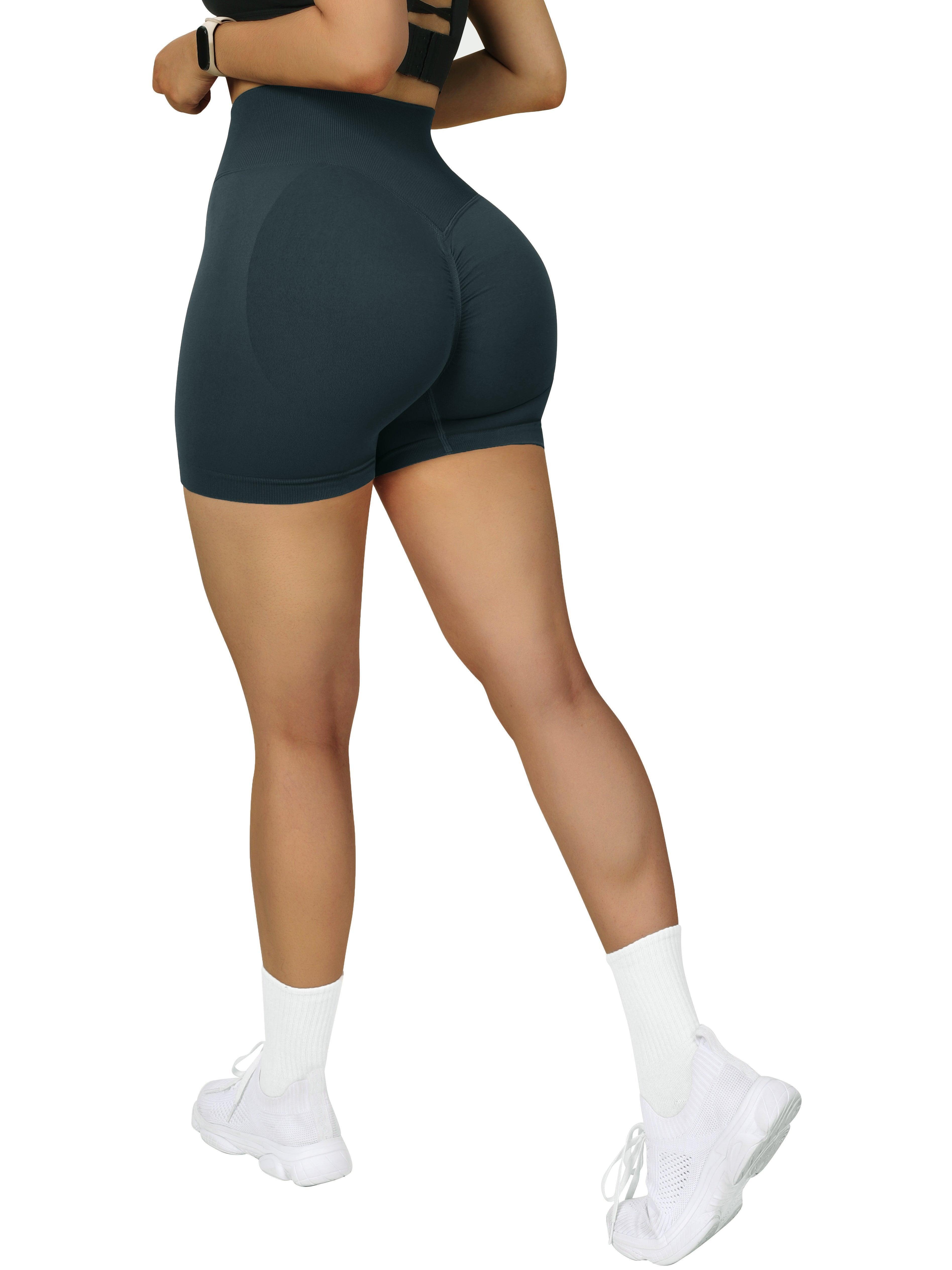 Seamless Scrunch 3'' Shorts-Deep Green-Suuksess Women's Shorts for Running, Sports, Hiking - Lululemon Dupe, Gymshark Dupe, Fabletics Dupe