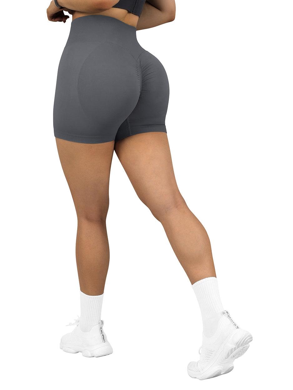 Seamless Scrunch 3'' Shorts-Grey-Suuksess Women's Shorts for Running, Sports, Hiking - Lululemon Dupe, Gymshark Dupe, Fabletics Dupe