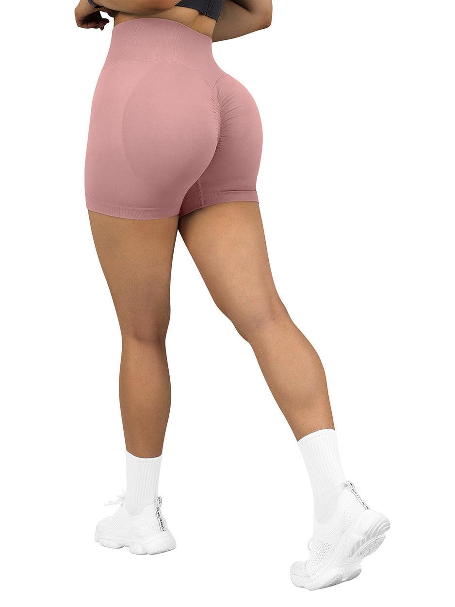 Seamless Scrunch 3'' Shorts-Pink-Suuksess Women's Shorts for Running, Sports, Hiking - Lululemon Dupe, Gymshark Dupe, Fabletics Dupe